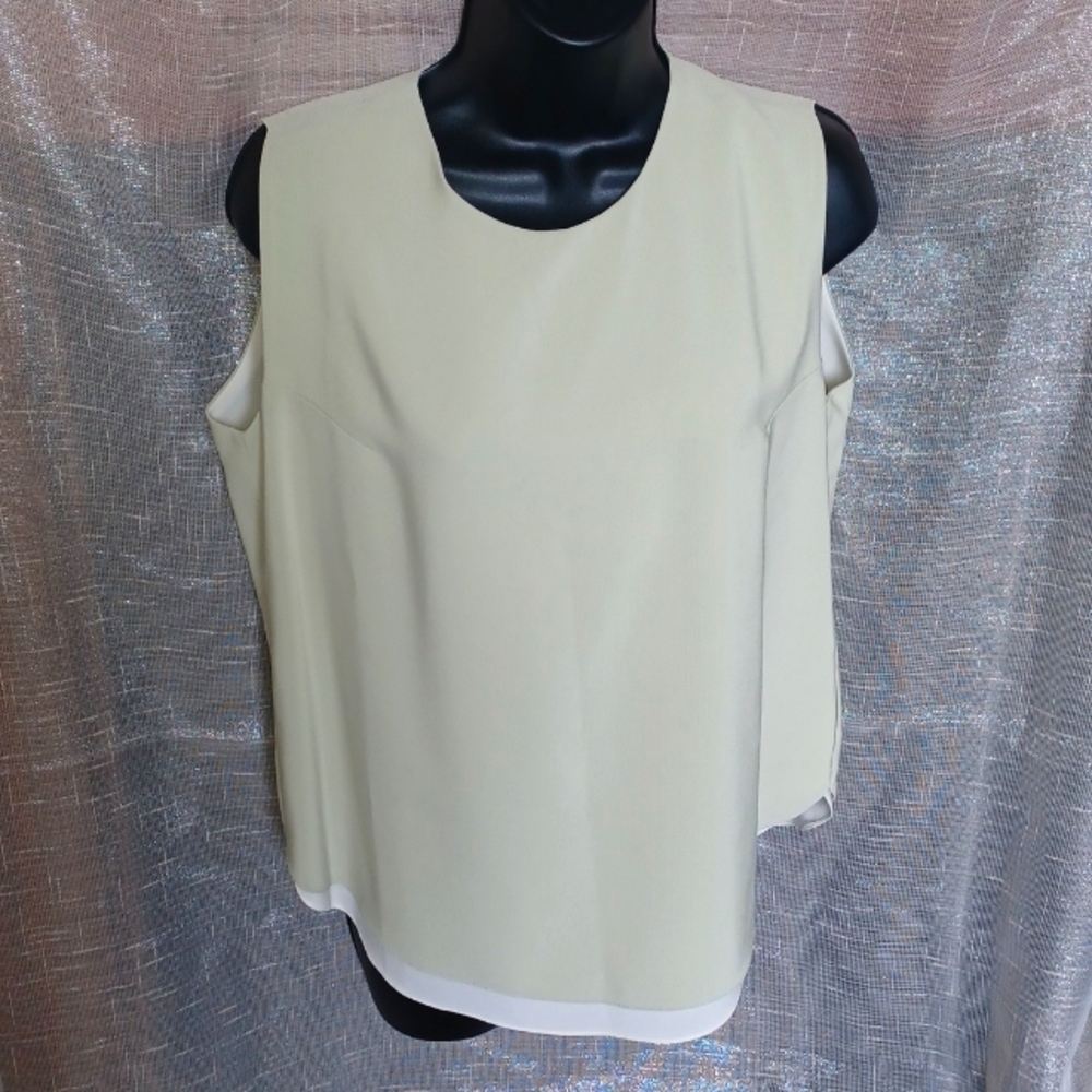 Mack and Mack Sleeveless Light Olive and Cream two layer Top Size M